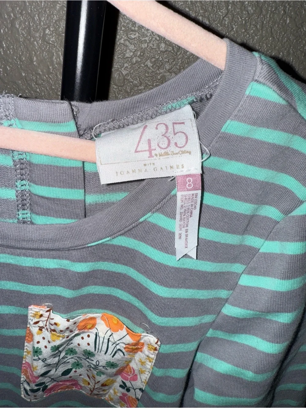 435 Matilda Jane W/ Joanna Gaines Striped Teal & Gray Orange Girls Dress